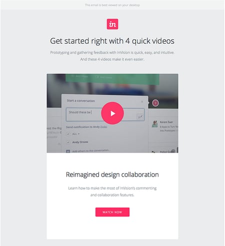 InVision invited email pinch nexus to watch video