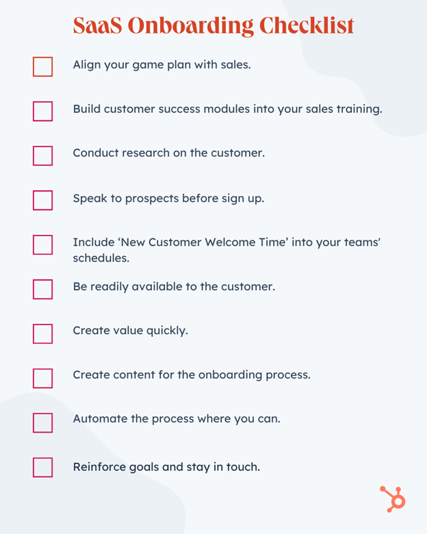 SaaS Onboarding Checklist with best practices