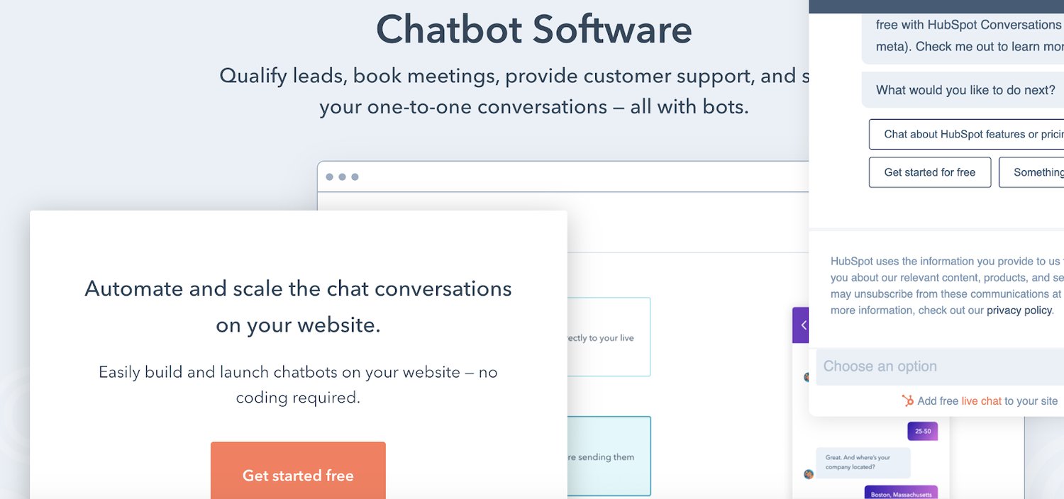 hubspot Example of Chatbot CS Technology