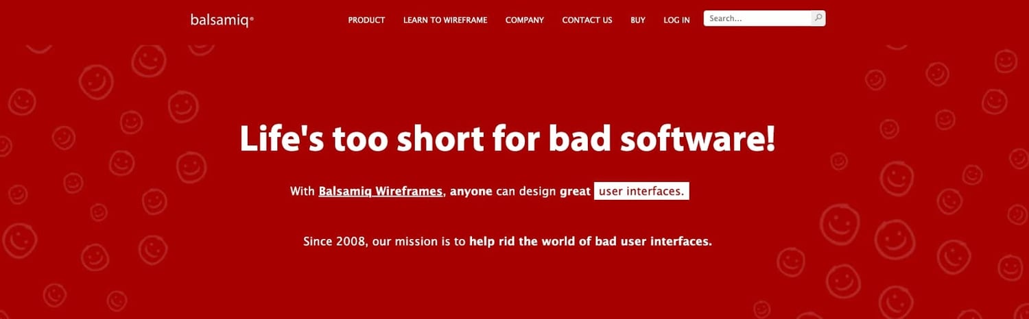 product page for the wireframe tool Balsamiq