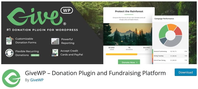 download page for the wordpress donation plugin givewp
