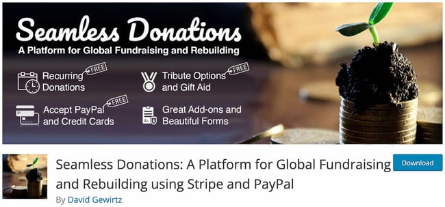download page for the wordpress donation plugin seamless donations