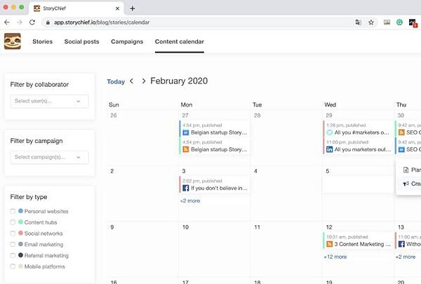 social media calendar tools: StoryChief