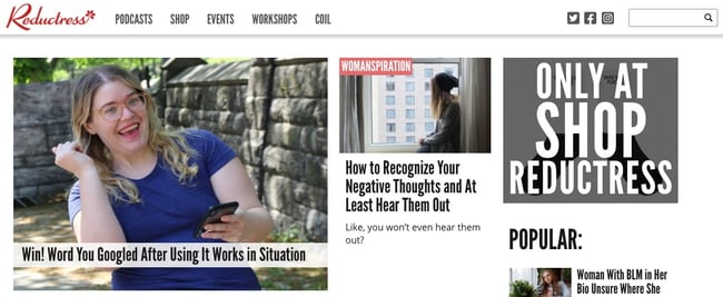 homepage for reductress, an entertainment type of website