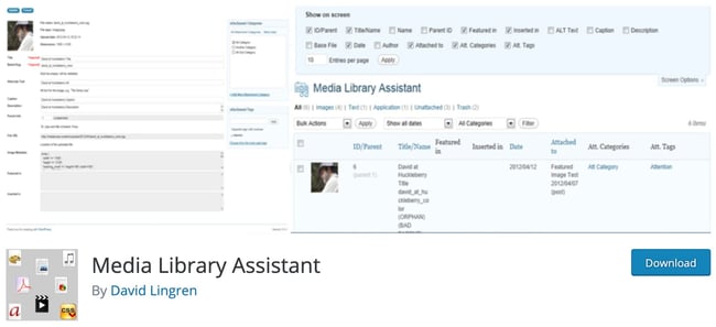 download page for the wordpress media management plugin media library assistant