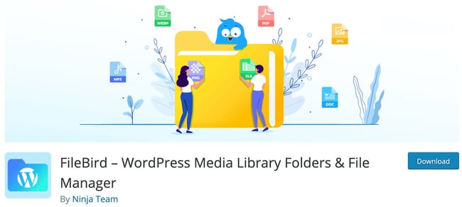 download page for the wordpress media management plugin filebird