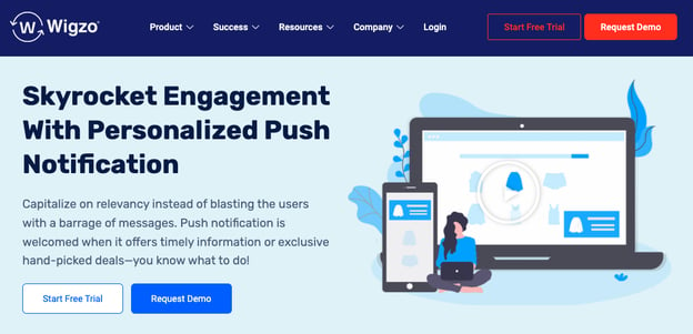 top push notification services: wigzo