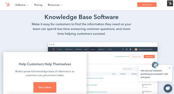 best knowledge management systems: HubSpot Knowledge Base Software 