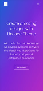 mobile preview of the mobile friendly wordpress theme Uncode