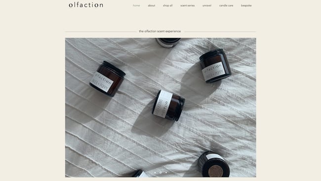 homepage for the monochromatic website olfaction