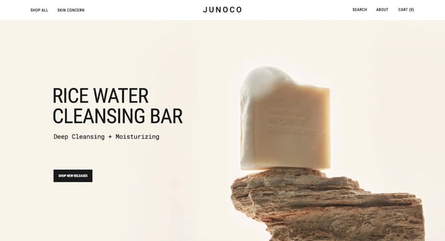 homepage for the monochromatic website junoco