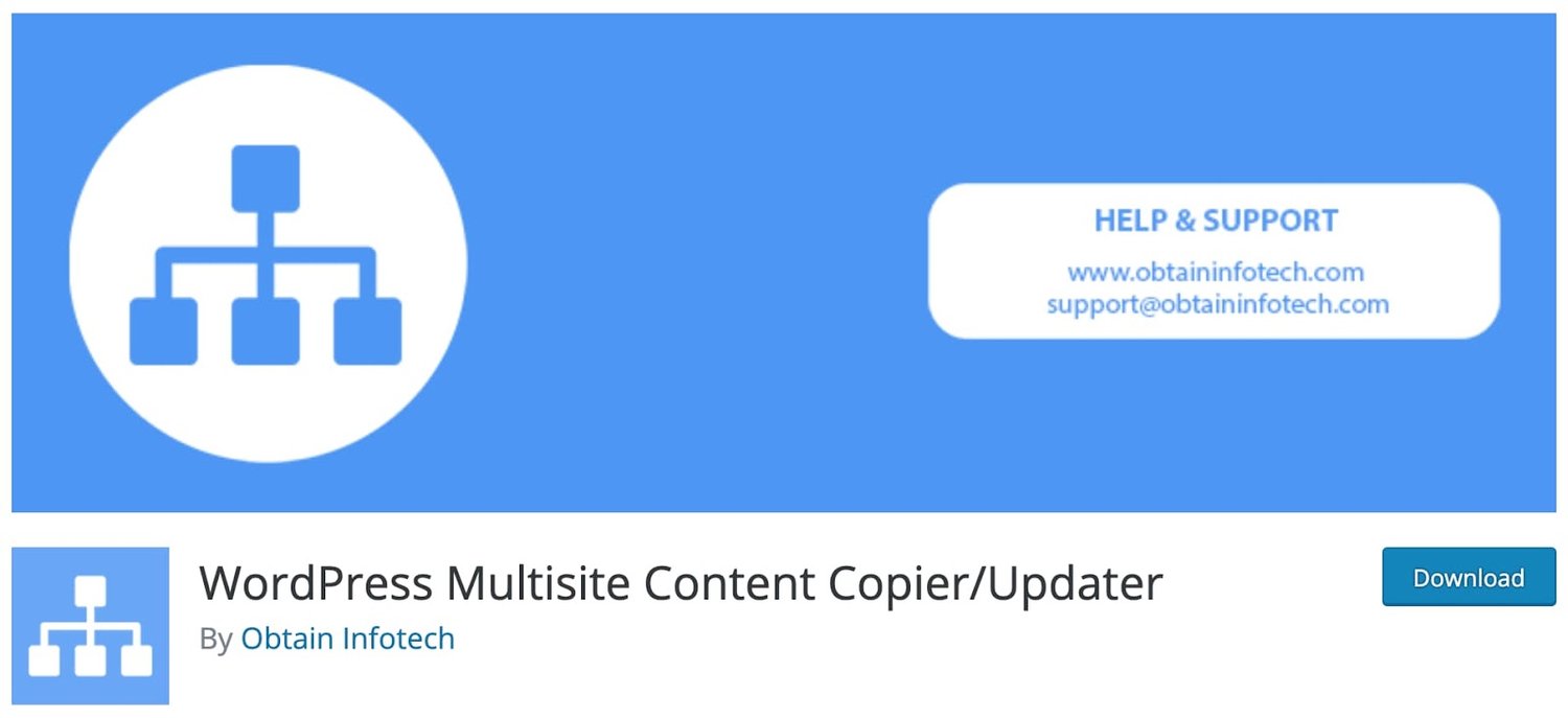 product page for the wordpress multisite plugin WordPress Multisite Content Copier/Updater
