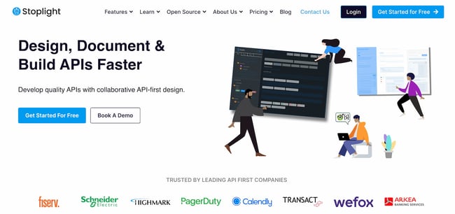 homepage of the API design tool stoplight
