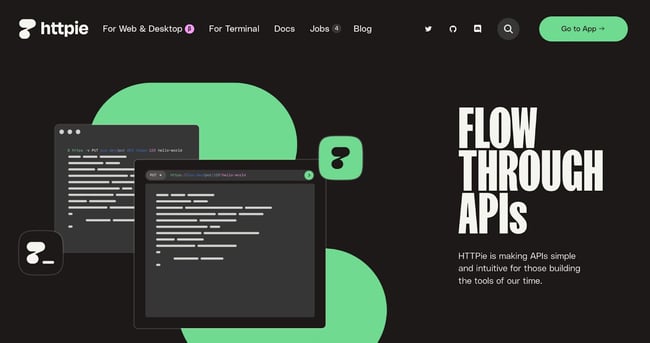 homepage of the API design tool HTTPie