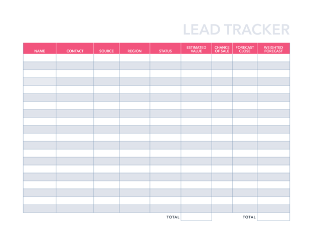 excel sales tracking template: sales lead tracker