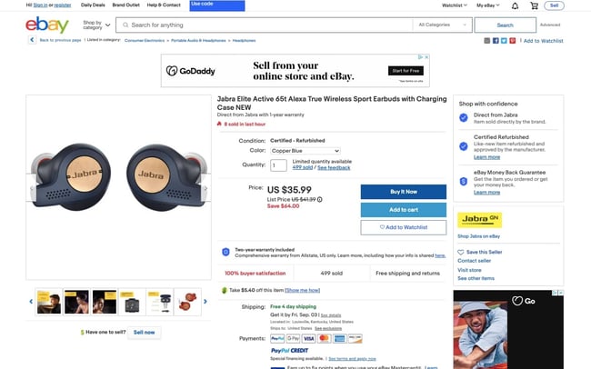 bad website design: eBay example