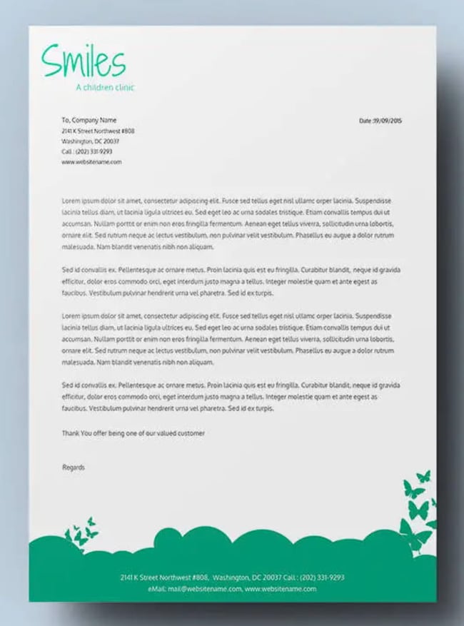 letterhead examples with logos: footer example