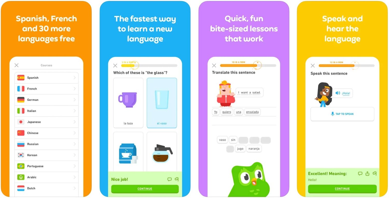 screen shot for the mobile inspiration app Duolingo