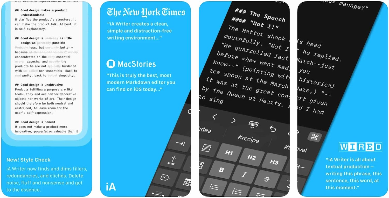 screen shot for the mobile inspiration app iA Writer