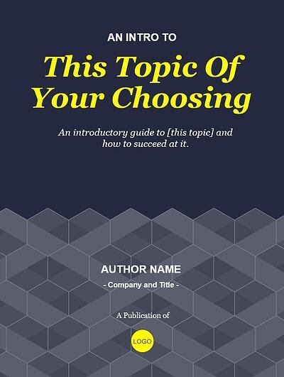 example page from the honeycomb theme that reads "An Intro To This Topic of Your Choosing" in yellow against a blue background where the bottom half is repeated honeycomb shapes