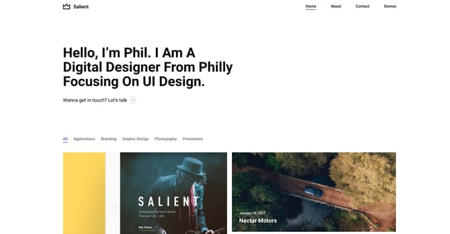 demo page for the wordpress theme with visual composer Salient