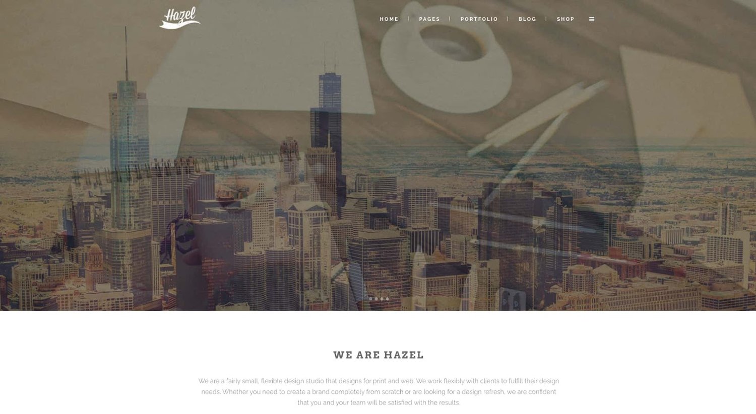 demo page for the wordpress theme with visual composer Hazel