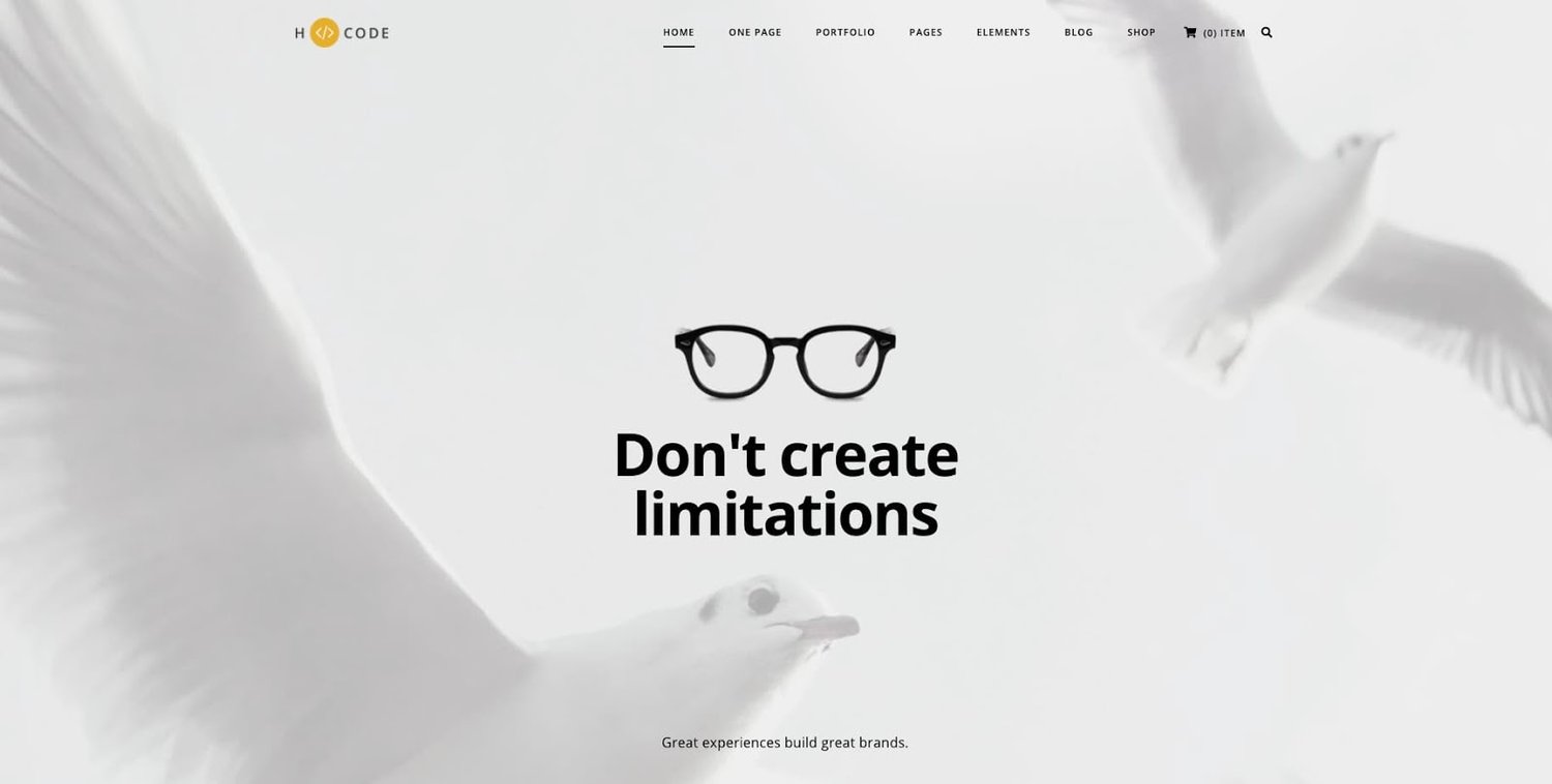 demo page for the wordpress theme with visual composer h-code