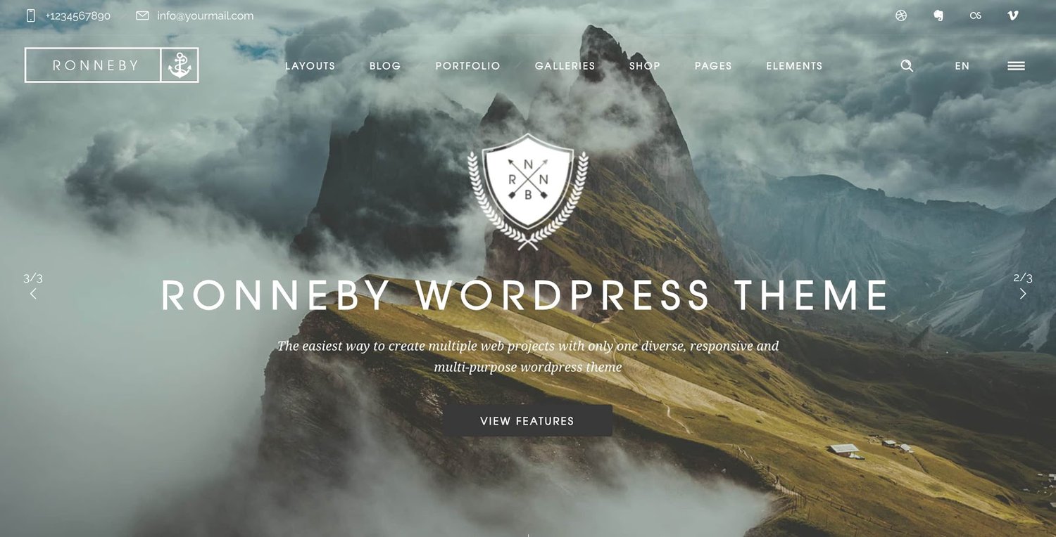 demo page for the wordpress theme with visual composer Ronneby