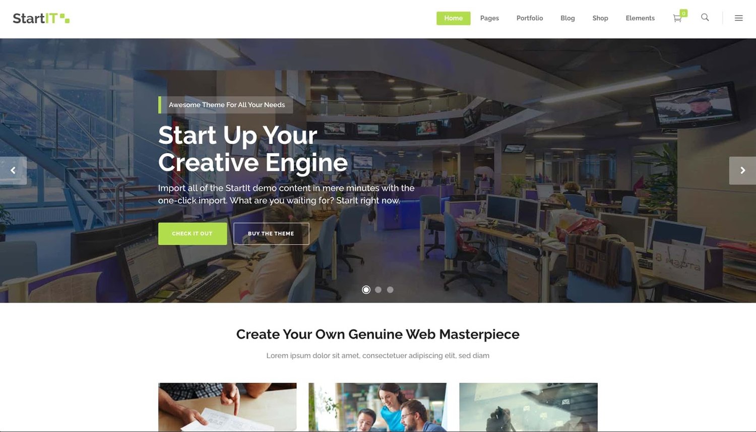 demo page for the wordpress theme with visual composer startIT