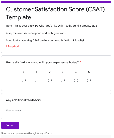 CSAT (Customer Satisfaction) survey template