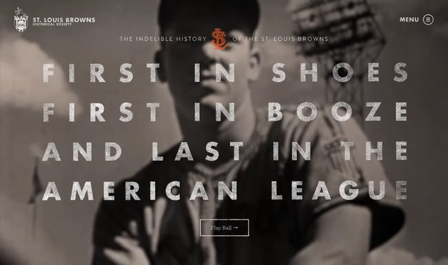 vintage website design example: st louis browns historical society