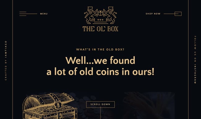 vintage website design example: the old box