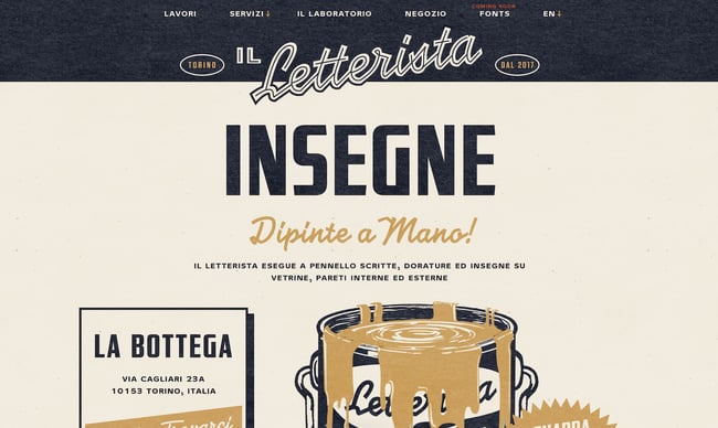 vintage website design example: il letterista
