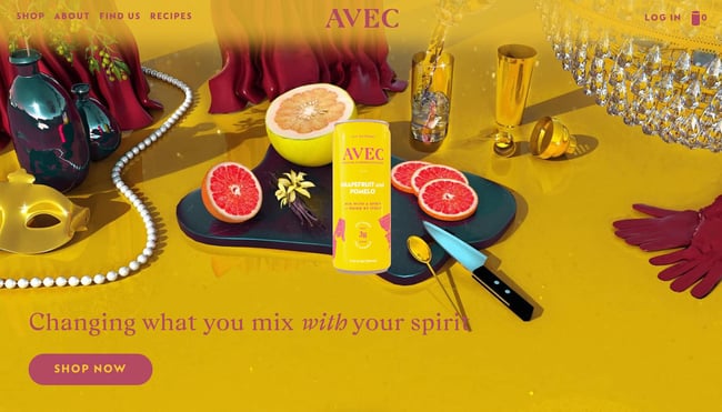 vintage website design example: avec drinks