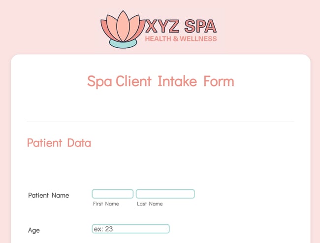 screenshot of an application form template from jotform