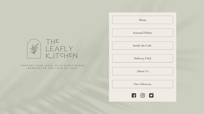 screenshot of the simple website template food and restaurant