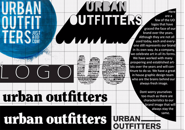 Urban Outfitters的品牌风格指南与黑白标志的变化