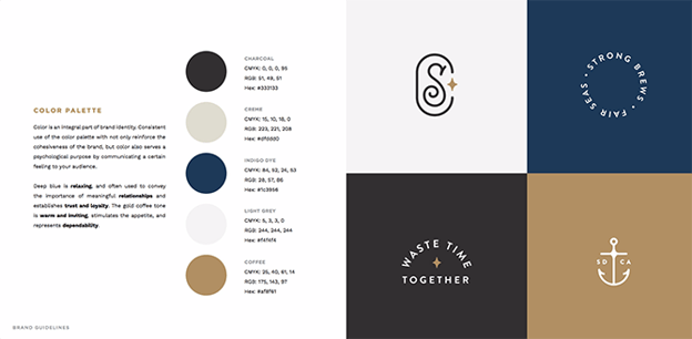 scrimshaw coffee brand style guide color palette and logos