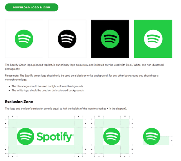 spotify brand style guidelines logos and color palette