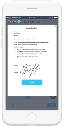 Lightico eSignature Platform on mobile