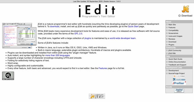 screenshot of the best compiler for java JEdit
