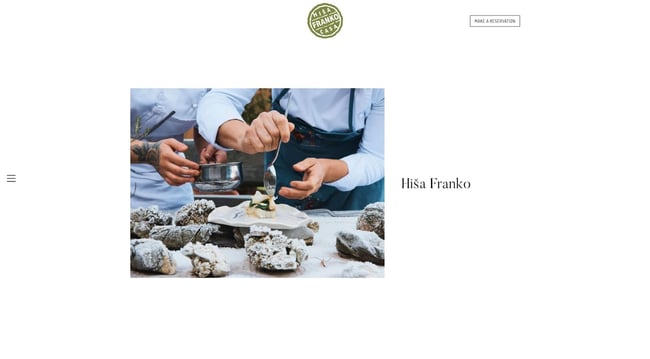 home page for the best restaurant website design hisa franko