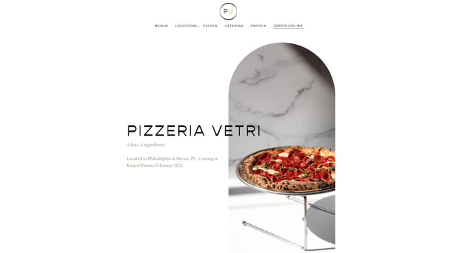 home page for the best restaurant website design pizzeria vetri