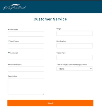 customer satisfaction survey example: greyhound