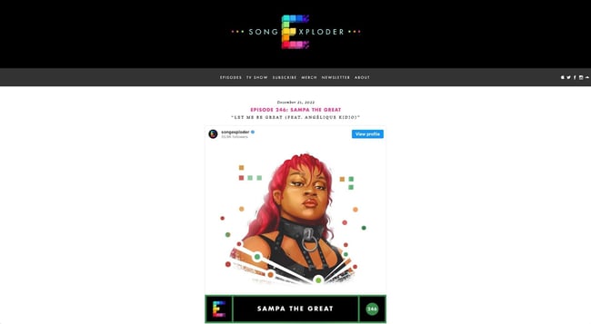 podcast website example: song exploder