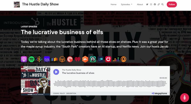 podcast website example: the hustle daily show