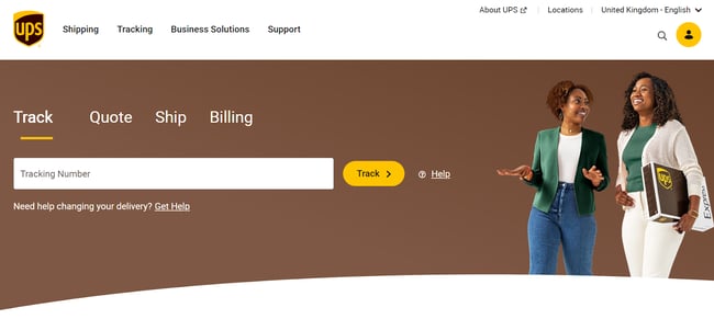 brown website design UPS homepage
