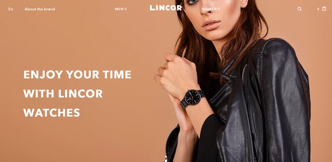 lincor landing page with brown website design