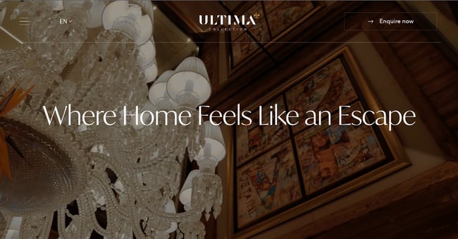 ultima landing page with brown website design