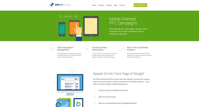 demo page for the best wordpress theme for seo seowp